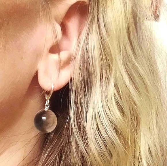 Pools of light orbs dangle earrings; 1.4 inch drop; .7"orb - Picture 2 of 6